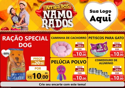 Modelo de Encarte para Encarte A4 Horizontal com o tema Arraiá dos Namorados para Pet Shop