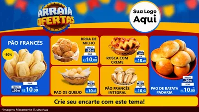 Modelo de TV para TV Horizontal com o tema Arraiá de Ofertas - Junina para Padaria