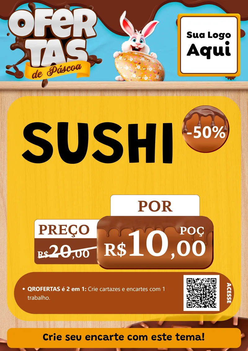 Modelo de Cartaz para Cartaz A4 Vertical com o tema Ofertas de Páscoa para Comida japonesa