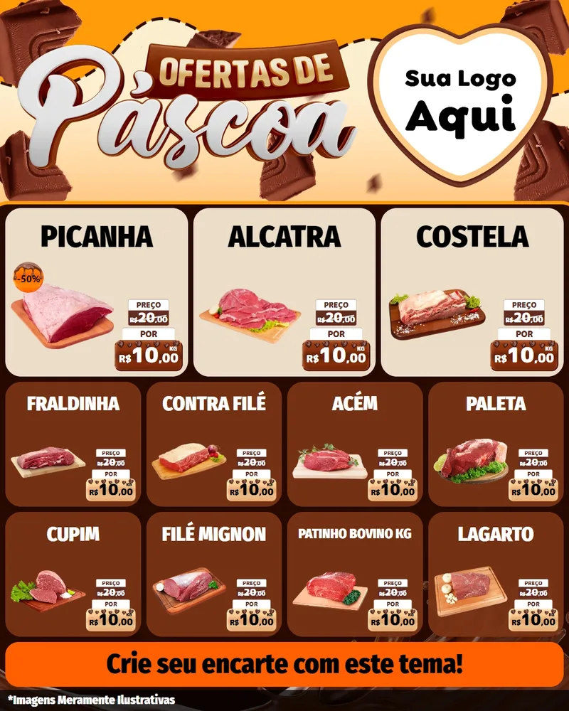 Modelo de Rede Social para Feed Instagram com o tema Ofertas de Páscoa para Açougue