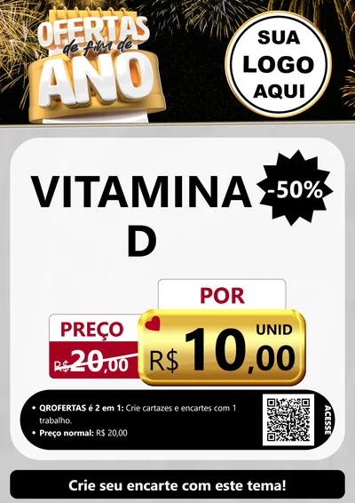 Modelo de Cartaz para Cartaz A4 Vertical com o tema Ofertas de Fim de Ano para Farmácia