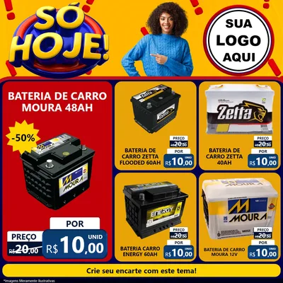 Modelo de Rede Social para Feed Facebook com o tema Só Hoje! para Baterias Elétricas