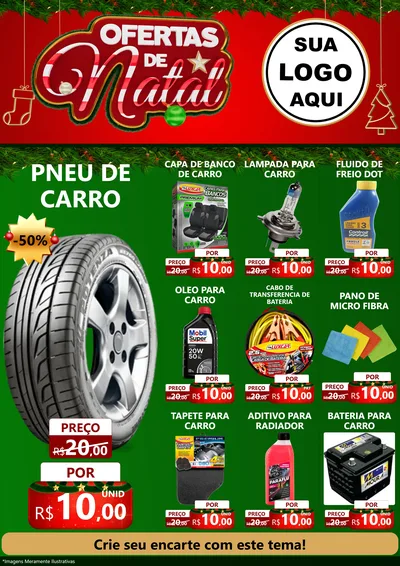 Modelo de Encarte para Encarte A4 Vertical com o tema Ofertas de Natal para Auto peças