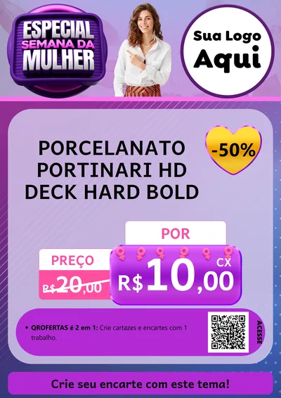 Modelo de Cartaz para Cartaz A4 Vertical com o tema Especial Semana da Mulher para Pisos e revestimentos