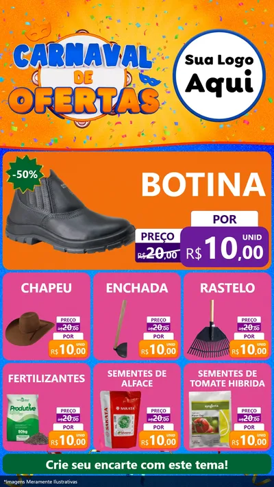 Modelo de Rede Social para Stories com o tema Carnaval de Ofertas para Agropecuária
