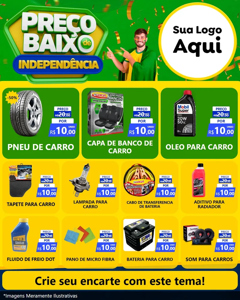 Modelo de Rede Social para Feed Instagram com o tema Preço Baixo de Independência para Auto peças