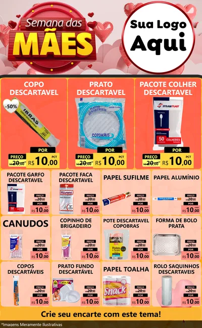 Modelo de Encarte para Encarte Grande com o tema Semana das Mães para Embalagens