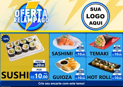 Modelo de Encarte para Encarte A4 Horizontal com o tema Oferta Relâmpago para Comida japonesa