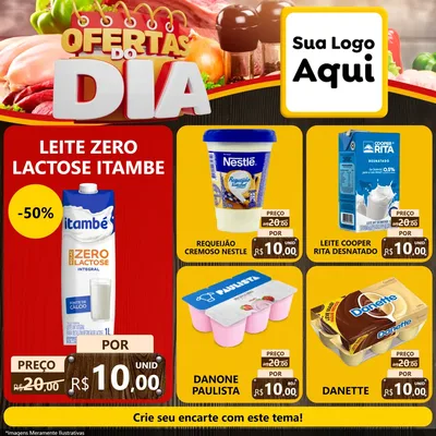 Modelo de Rede Social para Feed Facebook com o tema Ofertas do Dia para Frios e Laticínios