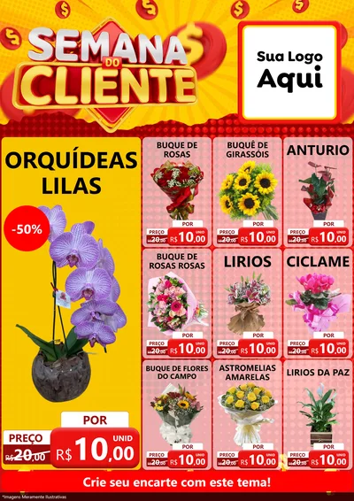Modelo de Encarte para Encarte A4 Vertical com o tema Semana do Cliente para Floricultura e jardim