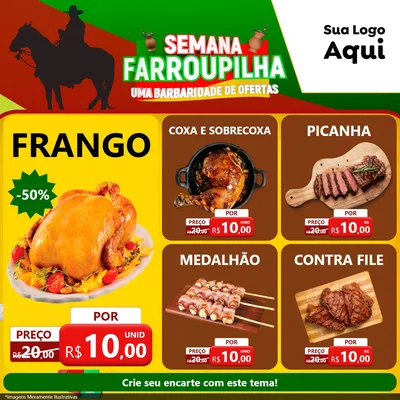 Modelo de Rede Social para Feed Facebook com o tema Semana Farroupilha - Uma Barbaridade de Ofertas para Assados