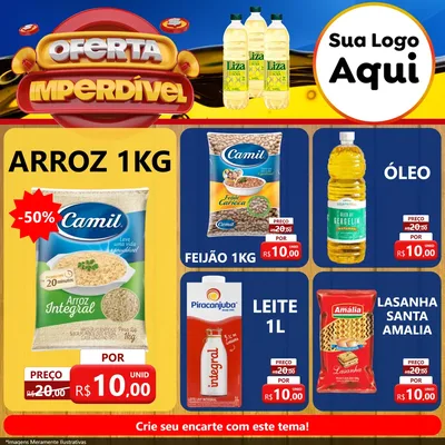 Modelo de Rede Social para Feed Facebook com o tema Oferta Imperdível - Óleo para Supermercado