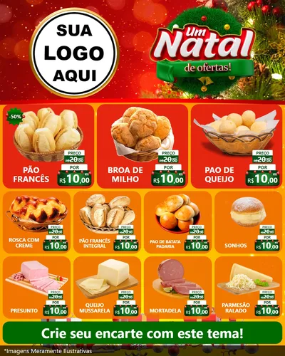 Modelo de Rede Social para Feed Instagram com o tema Um Natal de Ofertas para Padaria