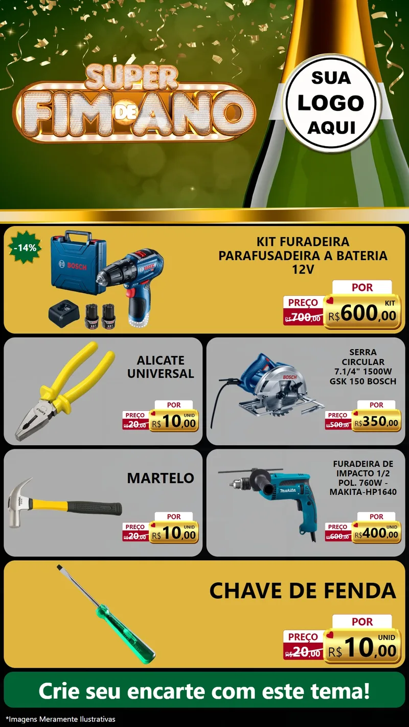 Modelo de TV para TV Vertical com o tema Super Fim de Ano para Maquinas e Ferramentas