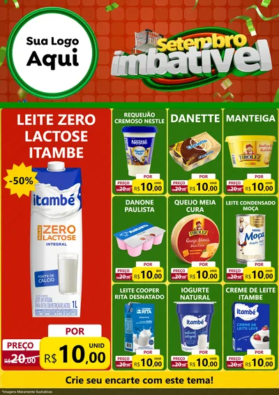 Modelo de Encarte para Encarte A4 Vertical com o tema Setembro Imbatível para Frios e Laticínios