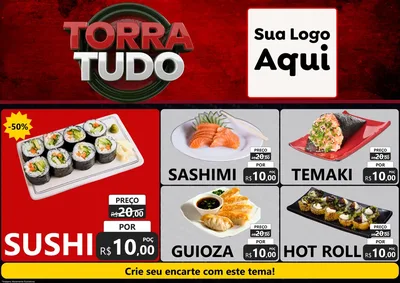 Modelo de Encarte para Encarte A4 Horizontal com o tema Torra Tudo para Comida japonesa
