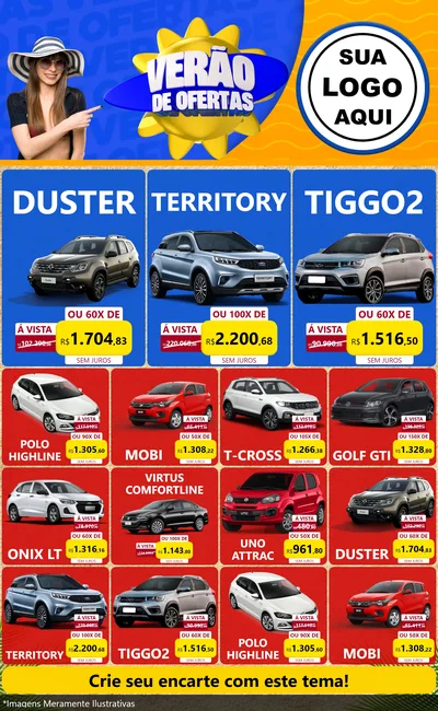Modelo de Encarte para Encarte Grande com o tema Verão de Ofertas para Concessionaria de Carros