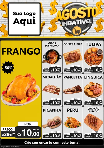 Modelo de Encarte para Encarte A4 Vertical com o tema Agosto imbatível para Assados