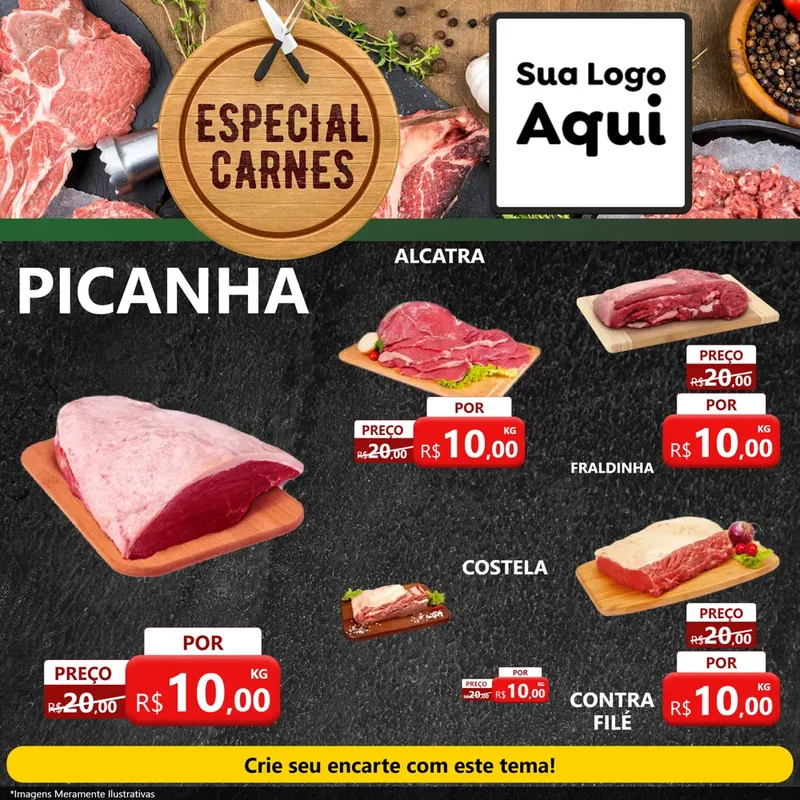 Modelo de Rede Social para Feed Facebook com o tema Especial Carnes para Açougue
