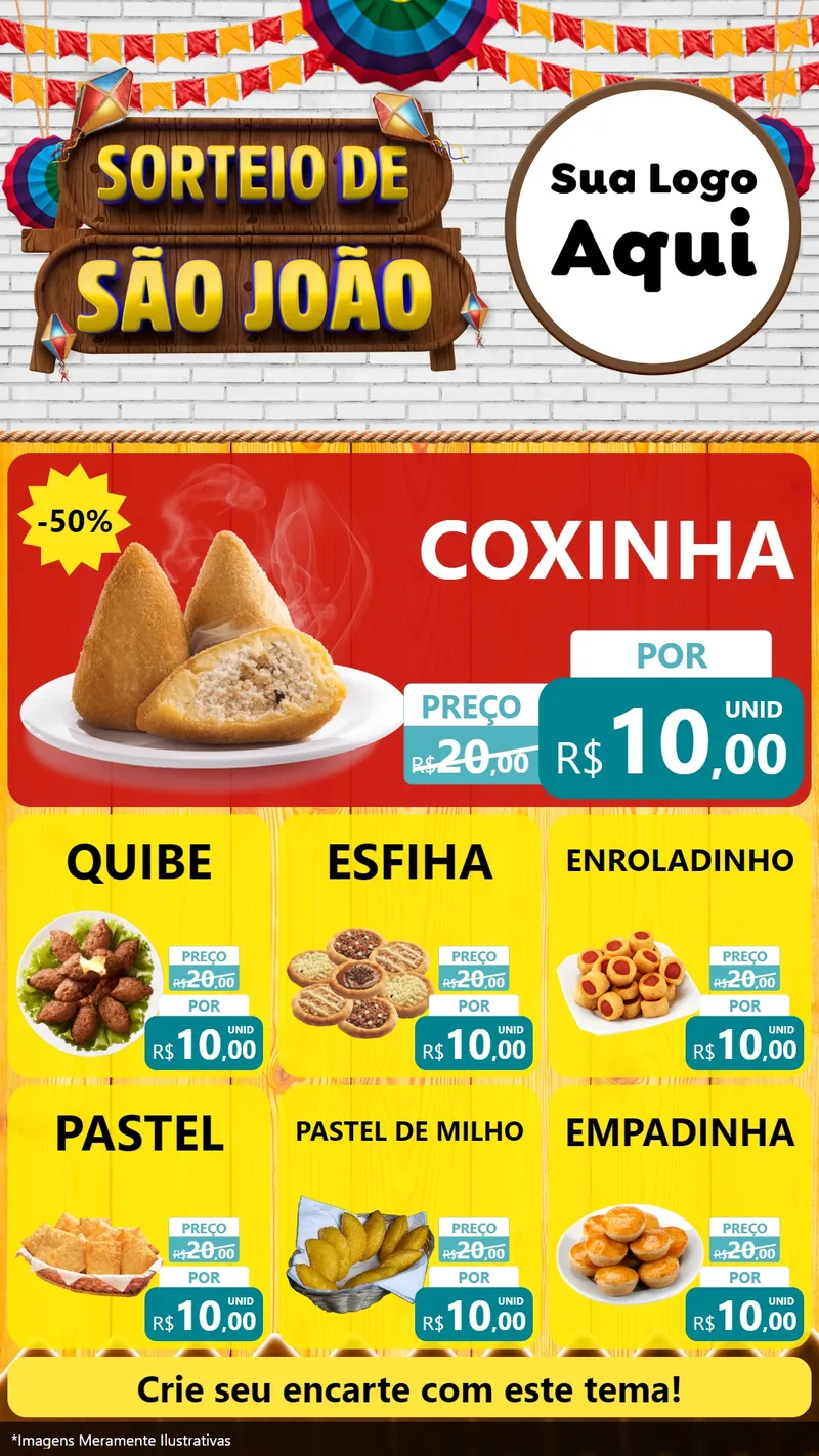 Modelo de Rede Social para Stories com o tema Sorteio de São João para Salgadaria
