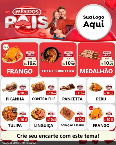 Modelo de Rede Social para Feed Instagram com o tema Mês dos Pais para Assados