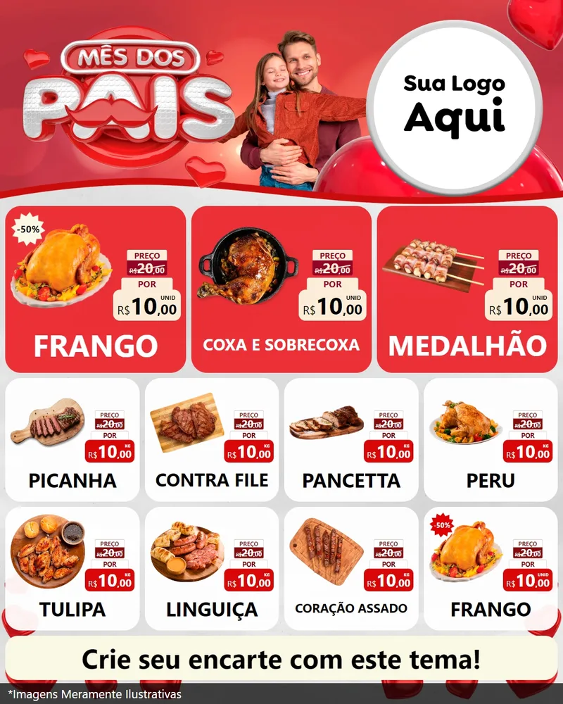 Modelo de Rede Social para Feed Instagram com o tema Mês dos Pais para Assados