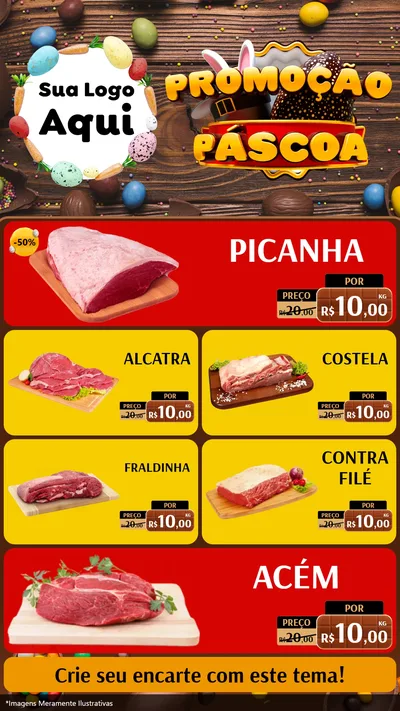 Modelo de TV para TV Vertical com o tema Promoção Páscoa para Açougue