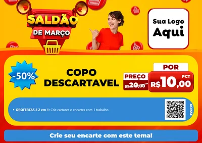 Modelo de Cartaz para Cartaz A4 Horizontal com o tema Saldão de Março para Embalagens