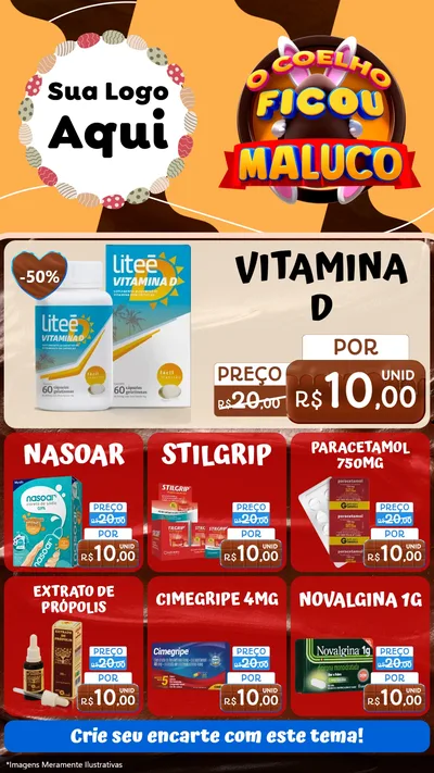 Modelo de Rede Social para Stories com o tema O Coelho Ficou Maluco - Páscoa para Farmácia
