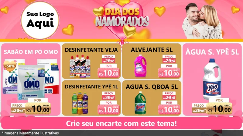 Modelo de TV para TV Horizontal com o tema Dia dos Namorados para Produtos de Limpeza