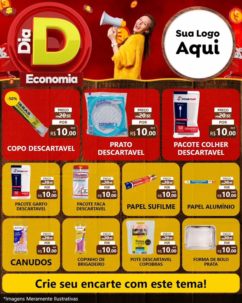 Modelo de Rede Social para Feed Instagram com o tema Dia D Economia para Embalagens