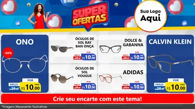 Modelo de TV para TV Horizontal com o tema Super Ofertas para Óticas
