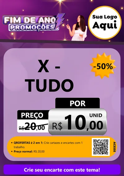 Modelo de Cartaz para Cartaz A4 Vertical com o tema Fim de Ano Promoções para Hamburgueria
