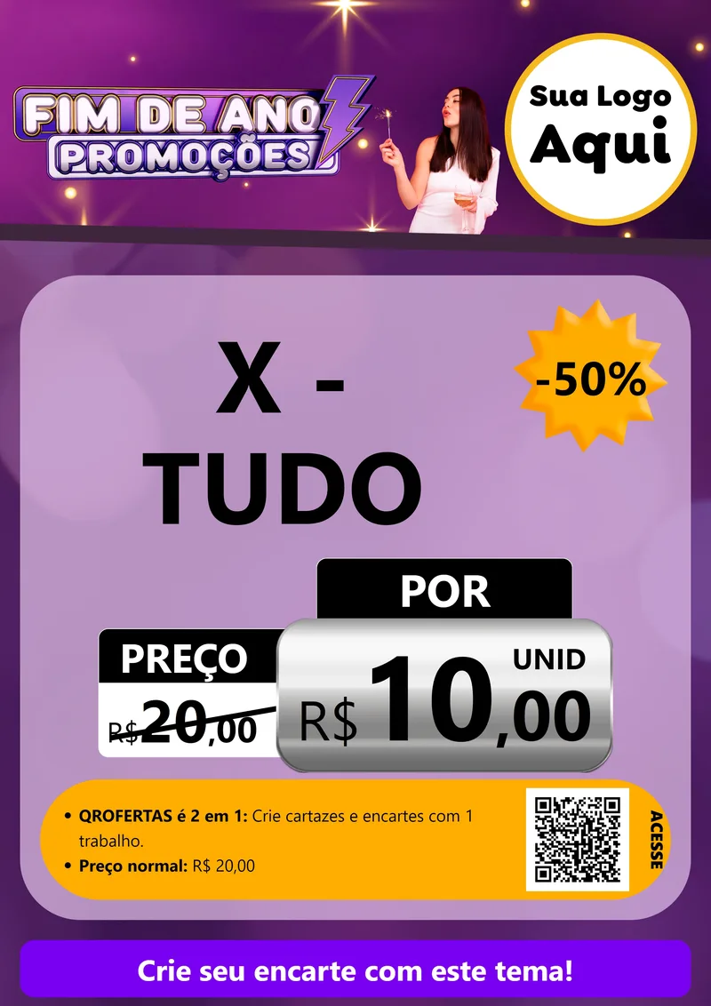 Modelo de Cartaz para Cartaz A4 Vertical com o tema Fim de Ano Promoções para Hamburgueria