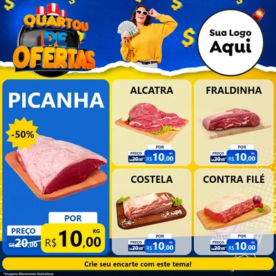 Modelo de Rede Social para Feed Facebook com o tema Quartou de Ofertas para Açougue