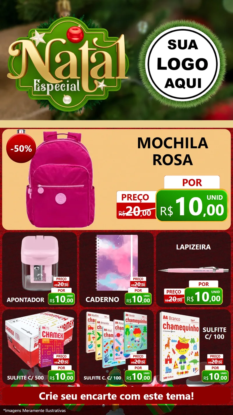 Modelo de Rede Social para Stories com o tema Natal Especial para Papelaria