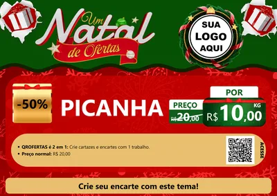 Modelo de Cartaz para Cartaz A4 Horizontal com o tema Um Natal de Ofertas para Açougue