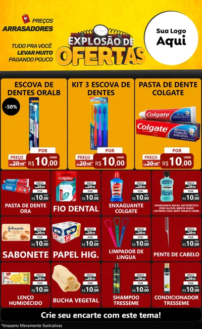 Modelo de Encarte para Encarte Grande com o tema Explosão de Ofertas para Higiene Pessoal