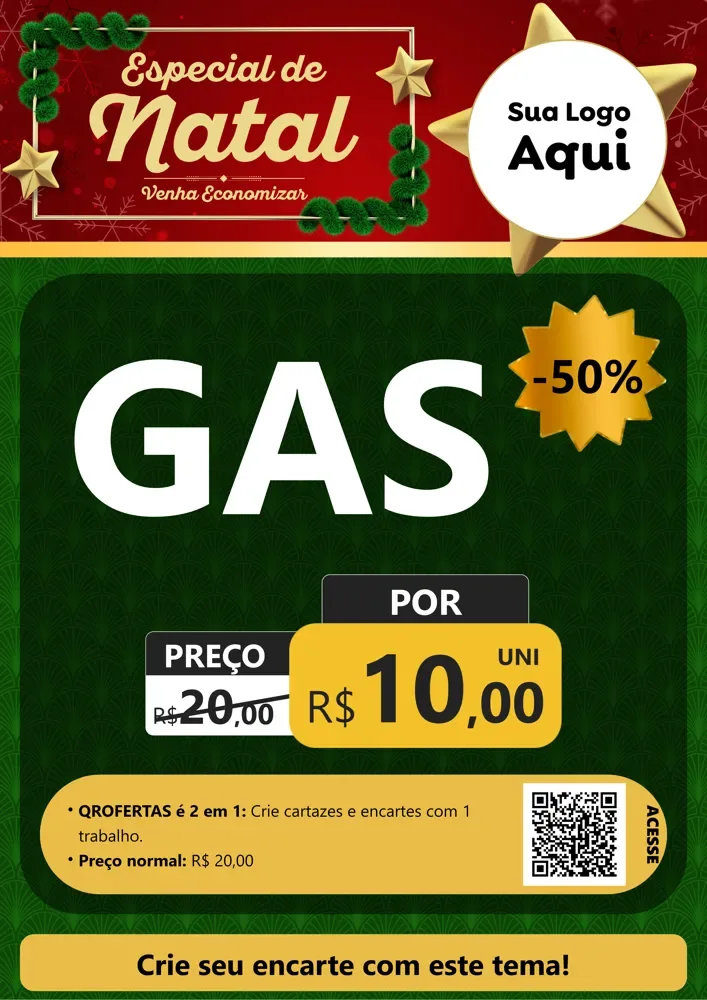 Modelo de Cartaz para Cartaz A4 Vertical com o tema Especial de Natal para Água e gás