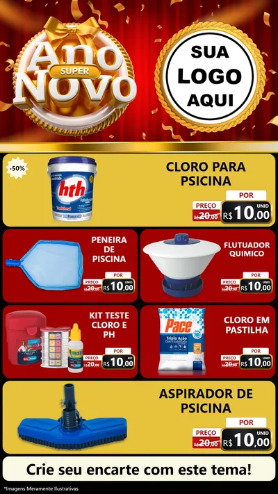 Modelo de TV para TV Vertical com o tema Super Ano Novo para Produtos para Piscina