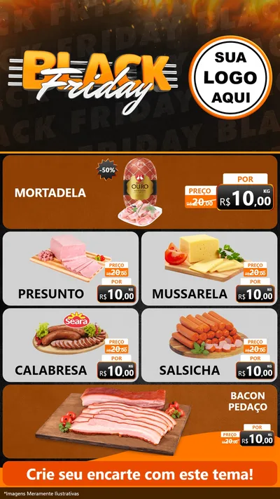 Modelo de TV para TV Vertical com o tema Black Friday para Frios e Laticínios
