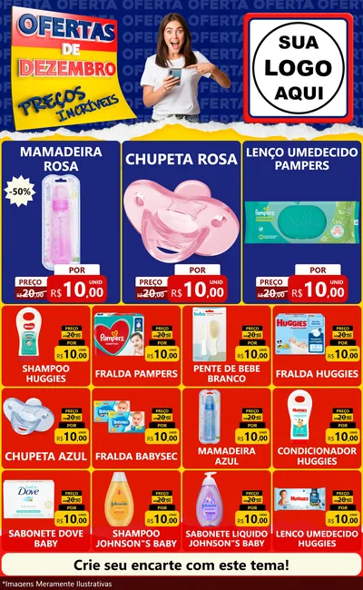 Modelo de Encarte para Encarte Grande com o tema Ofertas de Dezembro - Preços Incríveis para Bebês