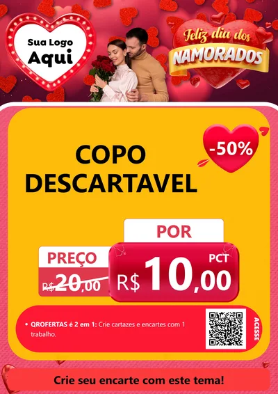 Modelo de Cartaz para Cartaz A4 Vertical com o tema Feliz Dia Dos Namorados para Embalagens