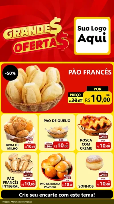 Modelo de Rede Social para Stories com o tema Grandes Ofertas para Padaria