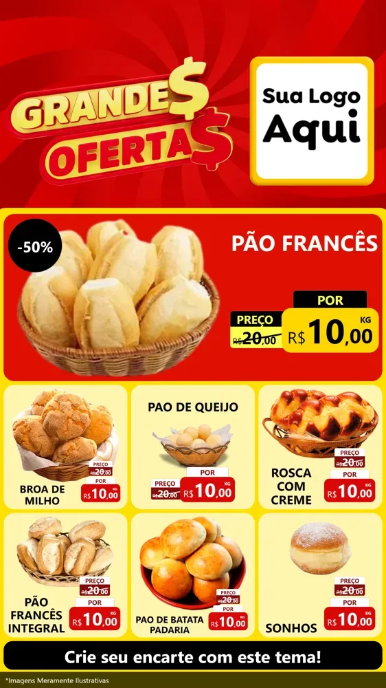 Modelo de Rede Social para Stories com o tema Grandes Ofertas para Padaria