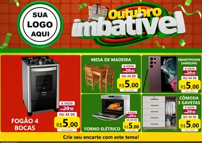 Modelo de Encarte para Encarte A4 Horizontal com o tema Outubro Imbatível para Móveis e Eletro