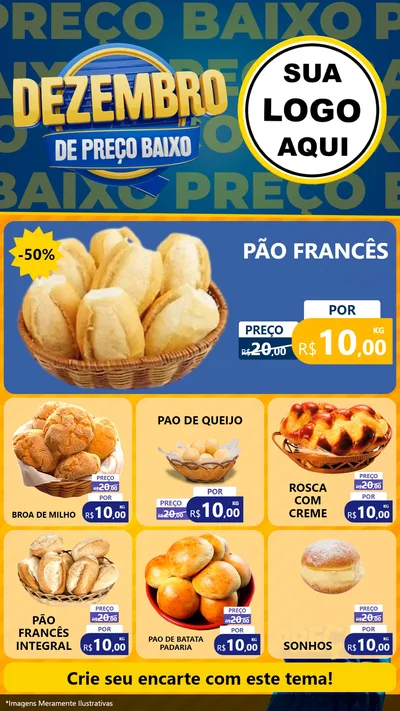 Modelo de Rede Social para Stories com o tema Dezembro de Preço Baixo para Padaria