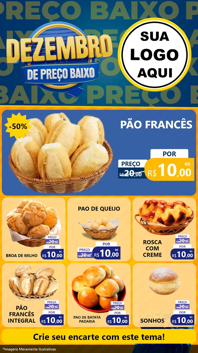 Modelo de Rede Social para Stories com o tema Dezembro de Preço Baixo para Padaria