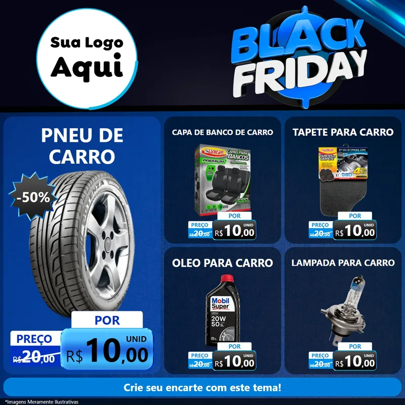Modelo de Rede Social para Feed Facebook com o tema Black Friday para Auto peças
