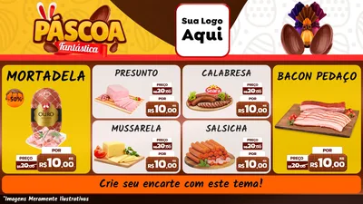 Modelo de TV para TV Horizontal com o tema Páscoa Fantástica para Frios e Laticínios